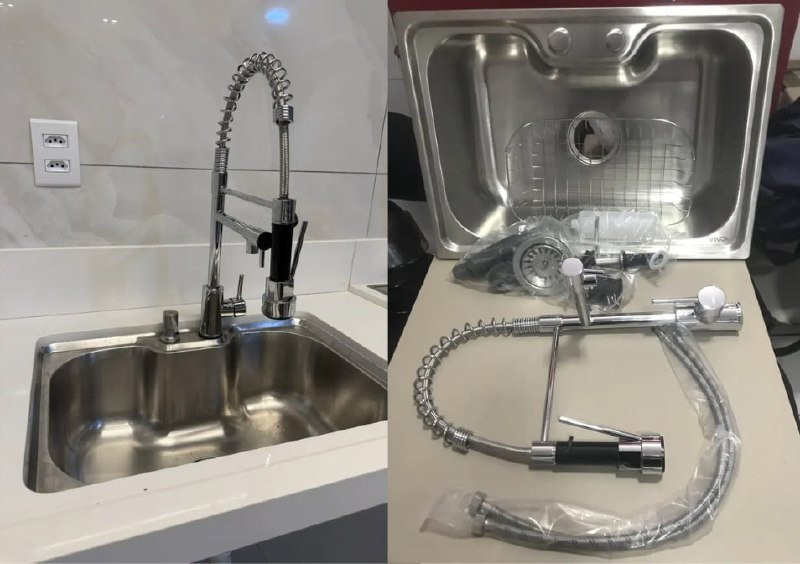 Cuba Pia Gourmet Aço Inox + Torneira Flexivel Monocomando 42x60cm