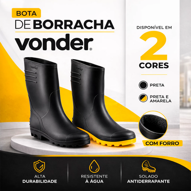 Bota PVC Borracha Moto Impermeável Vonder