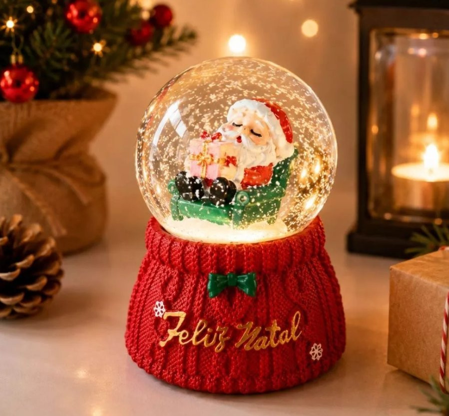 Decoração de Natal Globo de Neve com LED 6,5 cm
