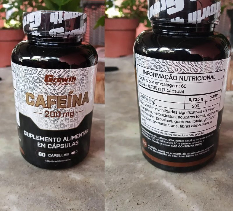 Cafeína 200mg (60 Caps) Termogênico Growth Supplements