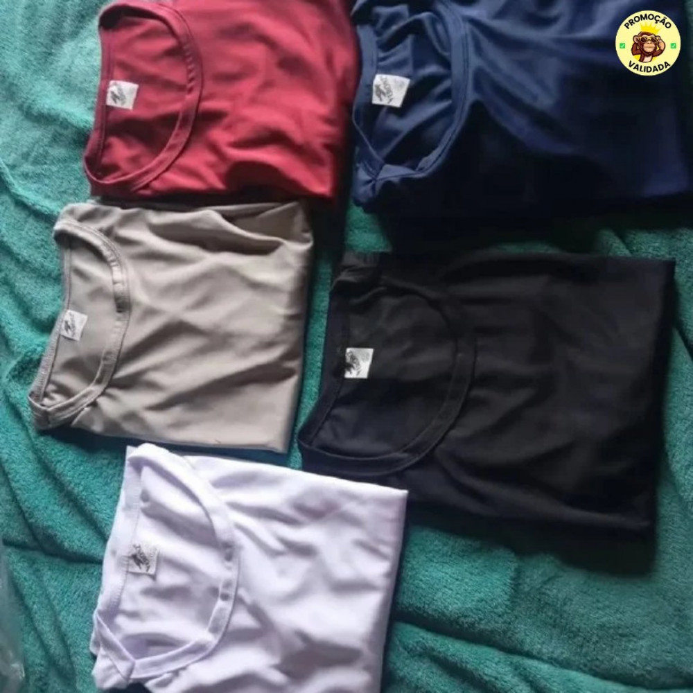Kit 5 Camisetas Básicas Masculina Dry Fit Lisa