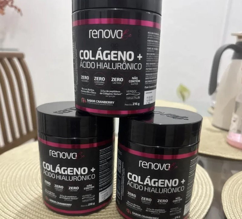 Kit 3x Colágeno Verisol Ácido Hialurônico Biotina Renova Be