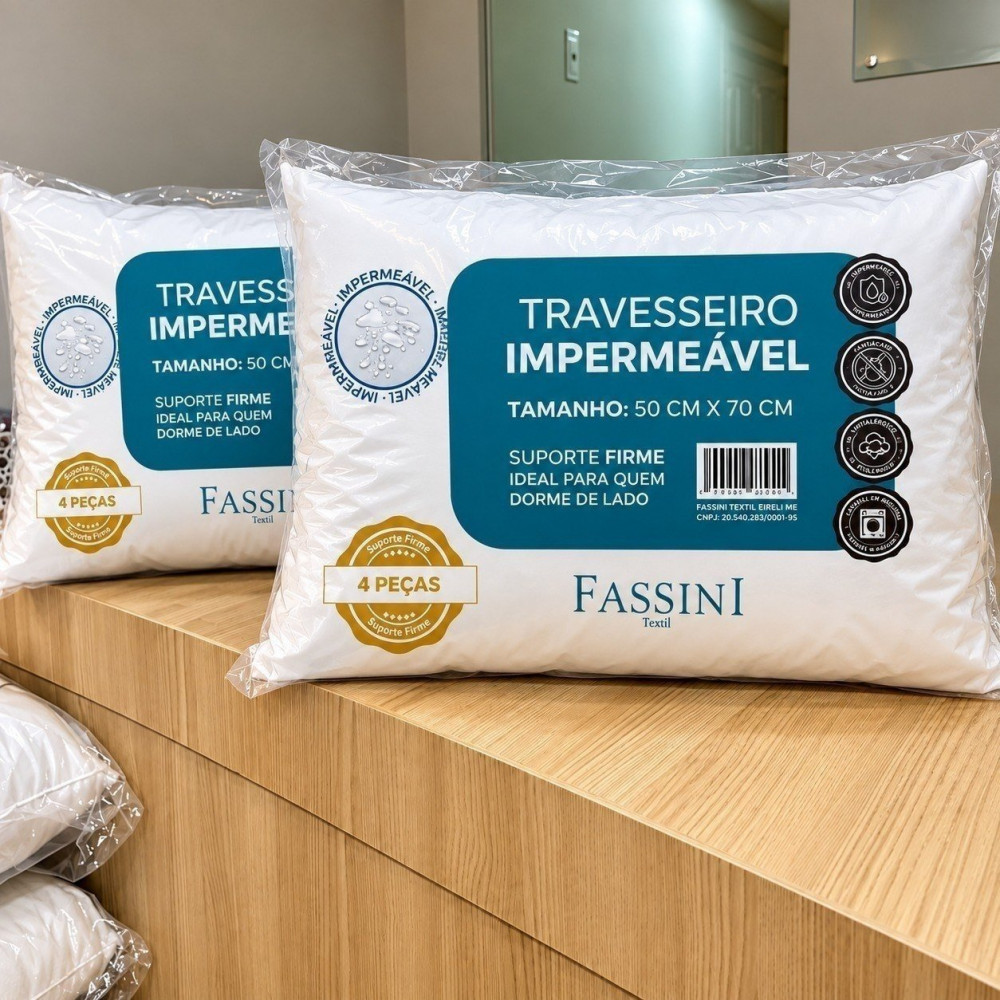 Kit 4 Travesseiros Antialérgicos Impermeáveis
