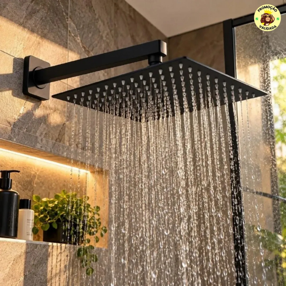 🚿 CHUVEIRO DE RICO NA PROMODucha Chuveiro Quadrada Cromada Em Inox 30x30