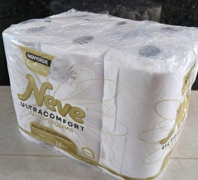 🧻 Neve Papel Higiênico Ultracomfort, Folha Quádrupla, 20m, 12 rolos