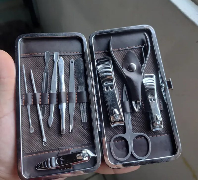 Kit Cortador De Unha Portátil + Estojo Kamufla 12 Pç