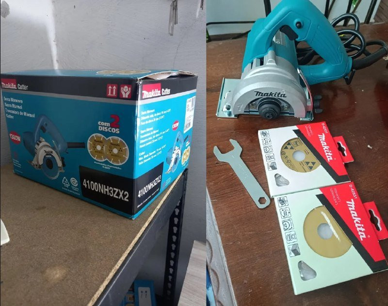 Serra Makita 4100nh3zx Mármore com 2 Discos Diámetro 110mm 1300W - 127V