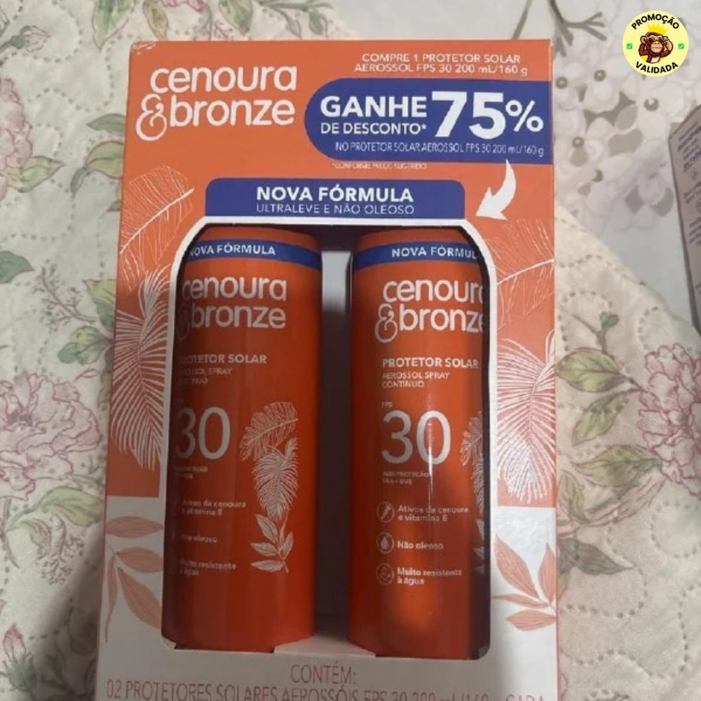 Kit Cenoura & Bronze Protetor Solar Aerossol Spray FPS30 200ml