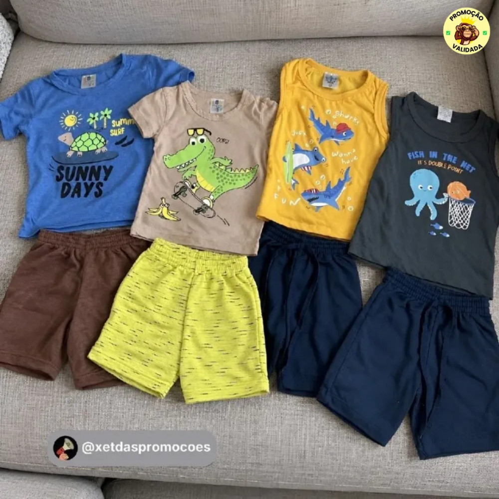 Kit com 10 Pecas de Roupa Conjunto Infantil Menino