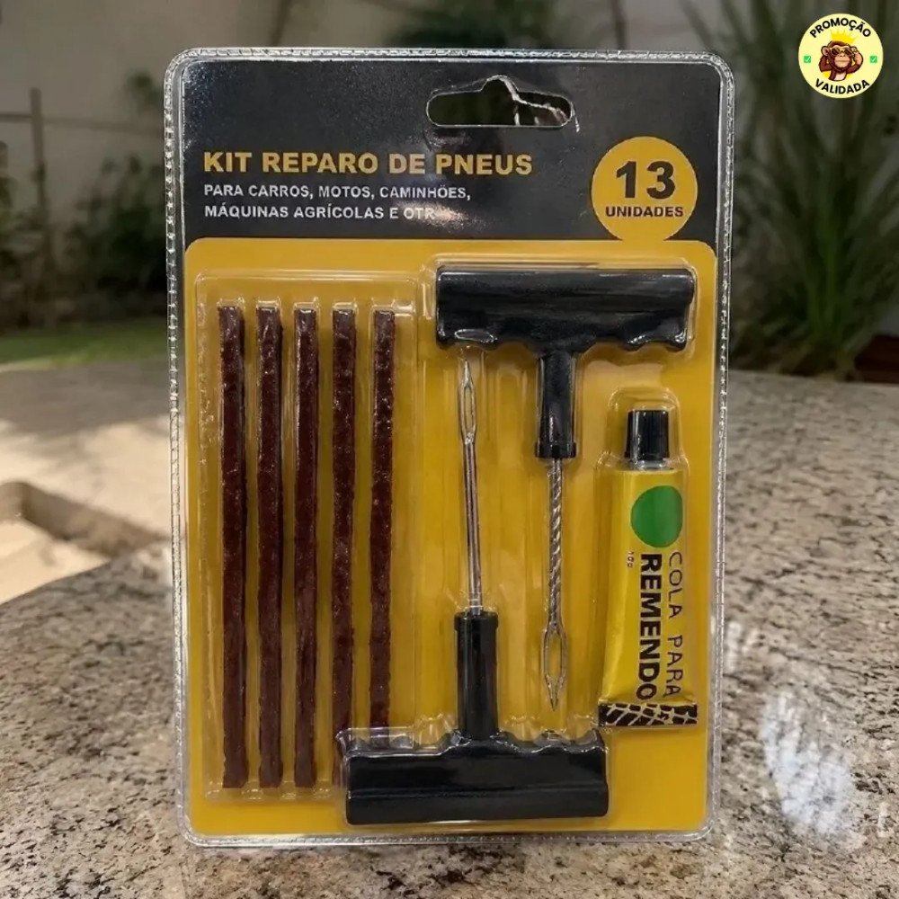 Kit Reparo Pneu Furo Remendo Carro Moto Refil Macarrao
