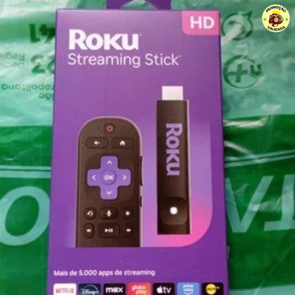 Roku Streaming Stick HD 2025 | Dispositivo de streaming para TV HD/FHD com controle remoto por comando de voz compatível com Alexa, Siri e Google