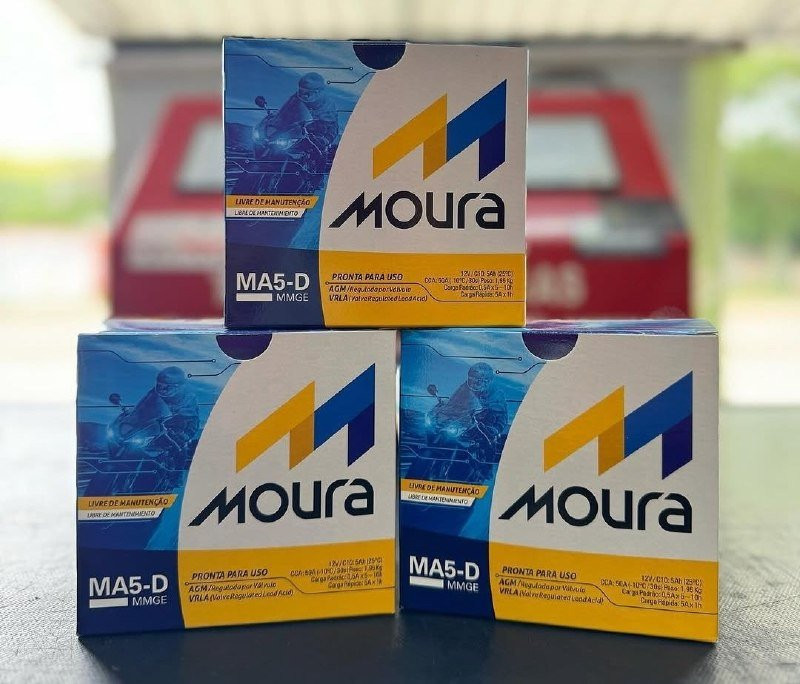 Bateria Moto Moura MA5-D Titan Fan Biz Bros Fazer 125, 150, 160 Mix Flex