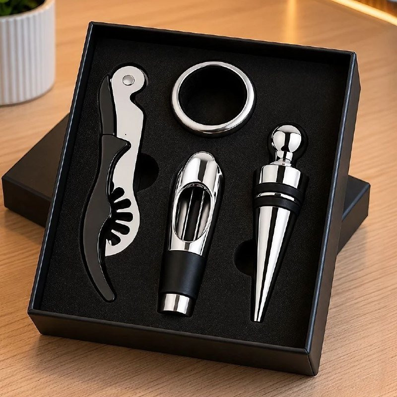 Kit Vinho 4 Peças Aço Inox