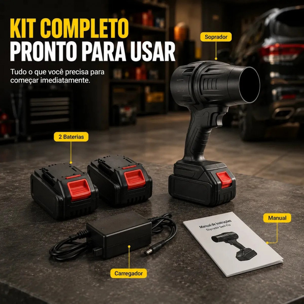 Soprador de Folhas Turbo Portátil Sem Fio 48V