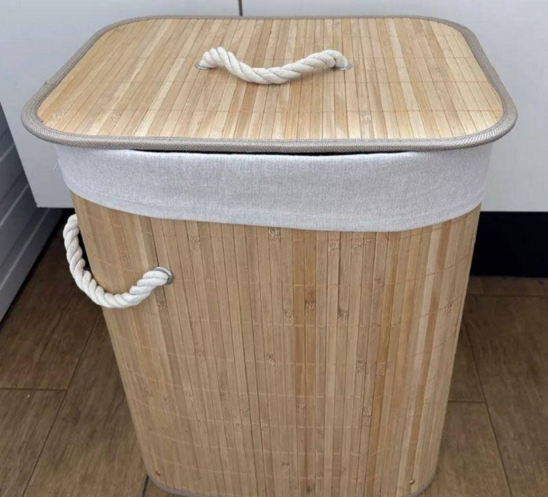 Cesto de Bambu com Tampa e Alças 50L Kontuz