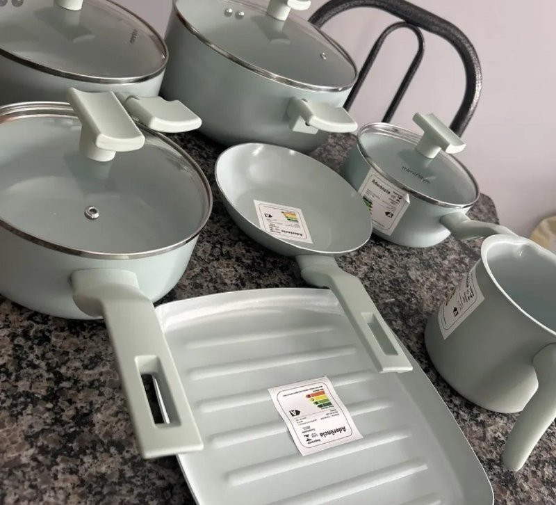 Conjunto Panelas 7 Peças Sartin Cook Cor Aquamint Mimo Style