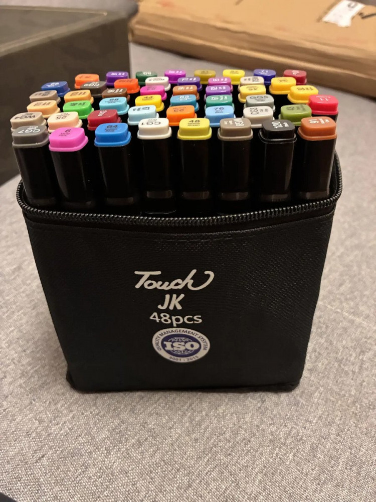 Kit Estojo Canetas Touch Ponta Dupla 48 Cores