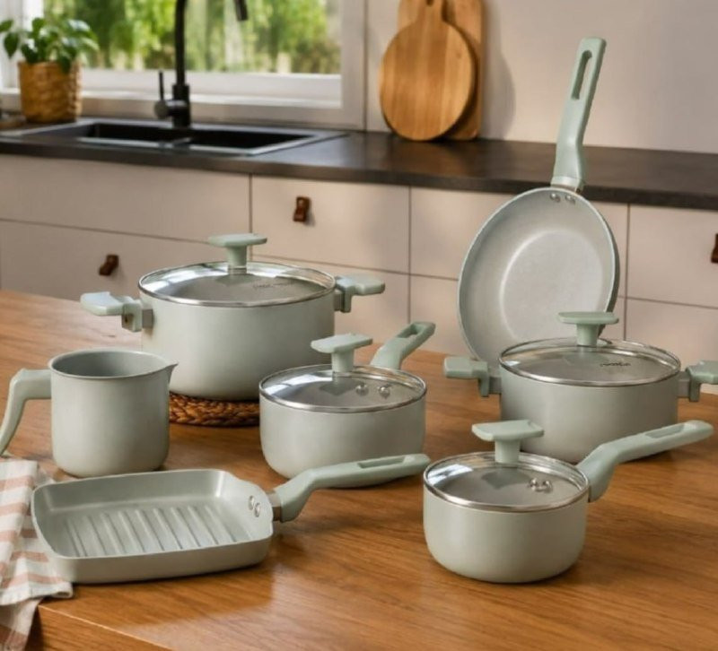 Conjunto Panelas 7 Peças Sartin Cook Cor Aquamint Mimo Style