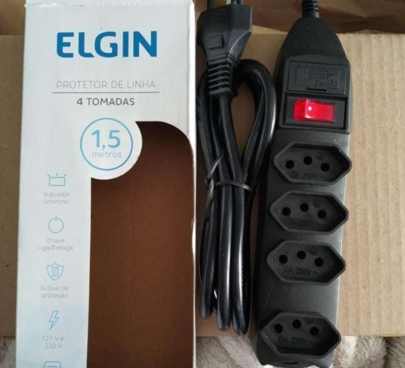 Filtro de Linha 4 Tomadas Elgin 2P+T 10A Bivolt