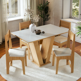 Conjunto Sala de Jantar 4 Lugares Mesa e Cadeiras
