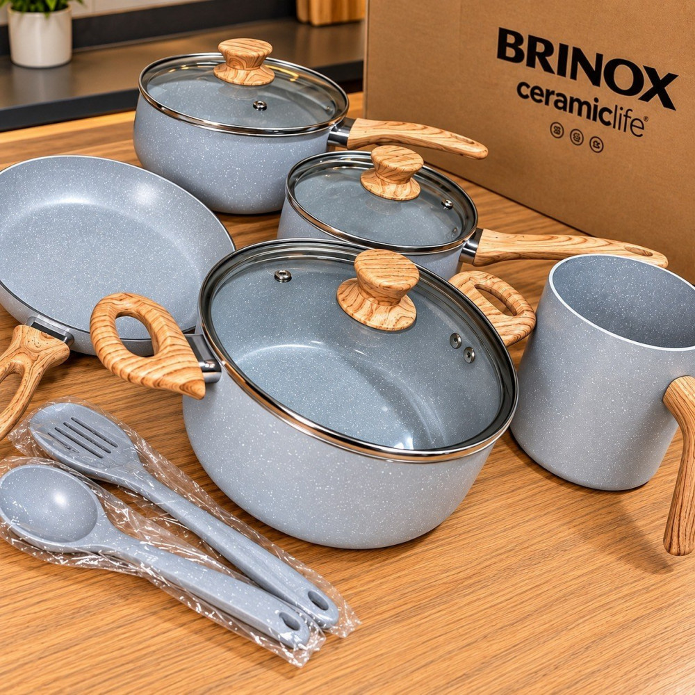 Jogo Panelas Indução Brinox 7 Peças Gris