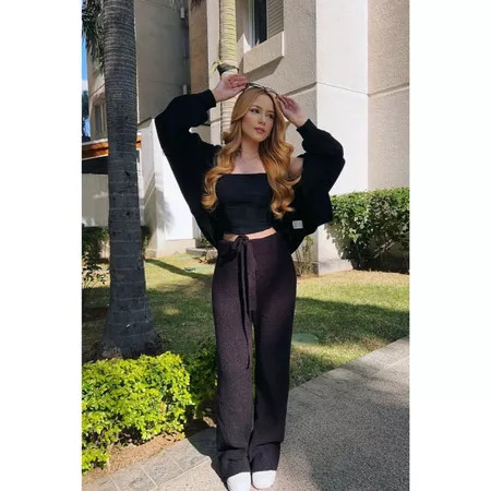Conjunto Tricot Mousse Feminino Casaco Calça
