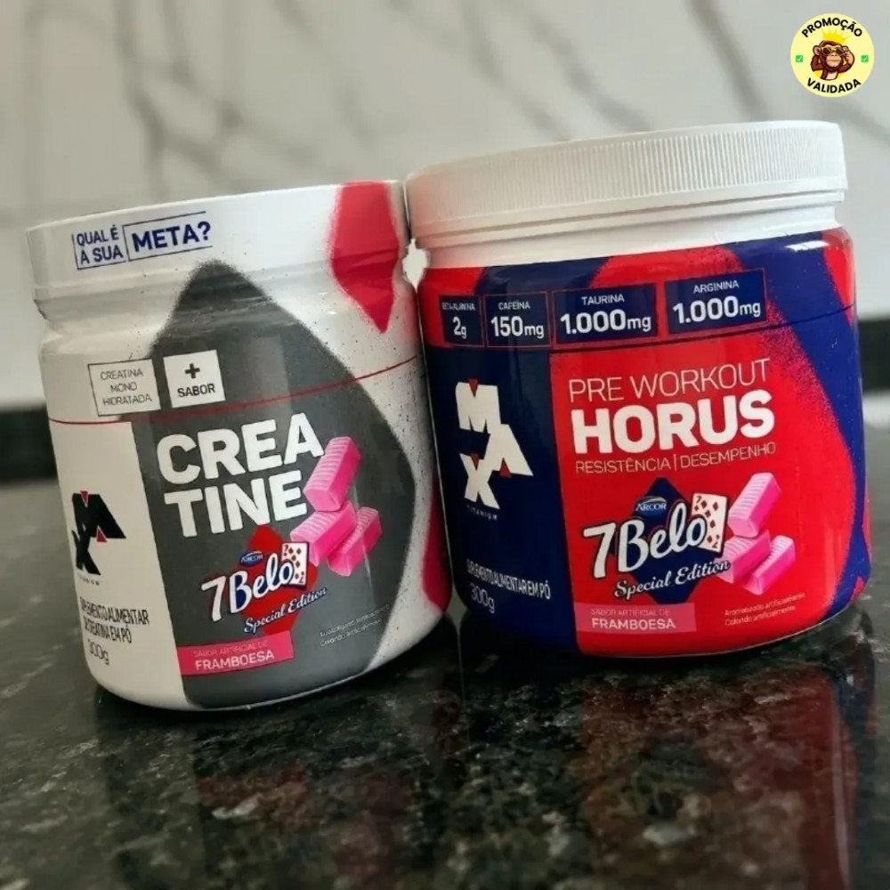 KIT 7 BELO MAXKit com Pre Treino Horus 7 Belo Creatina 7 Belo 300g Max Titanium