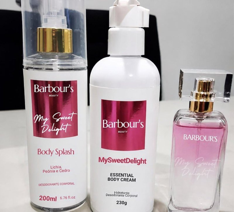 Kit My Sweet Delight Body Splash Hidratante Perfume Capilar Barbour's Beauty