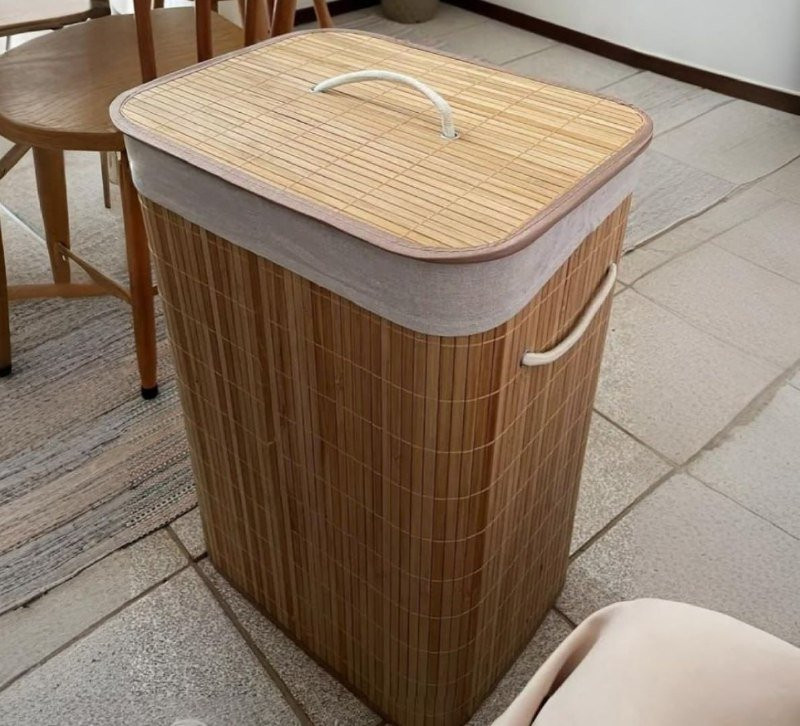 Cesto De Roupas De Bambu 72L